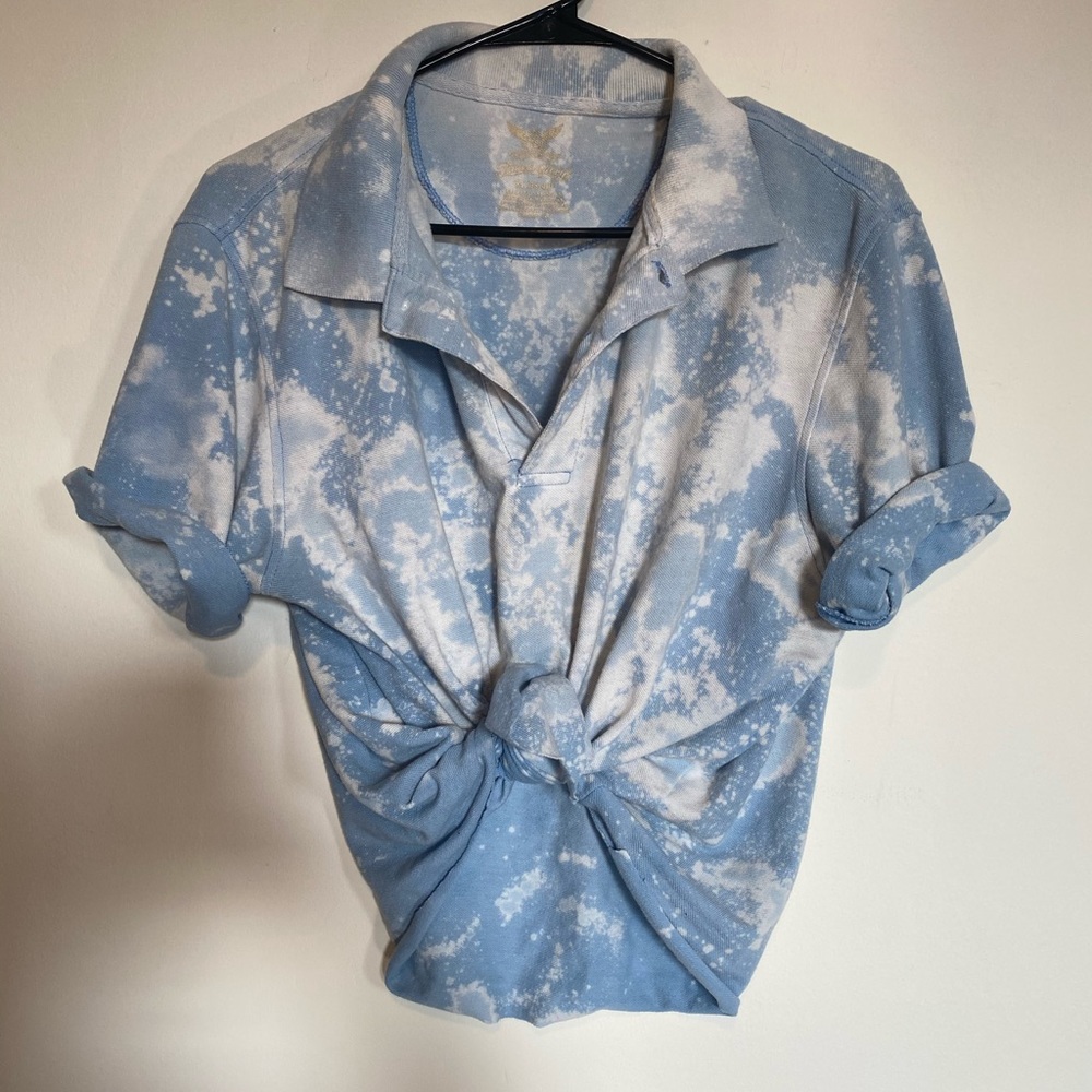 Faded Glory Baby Blue Polo Crop